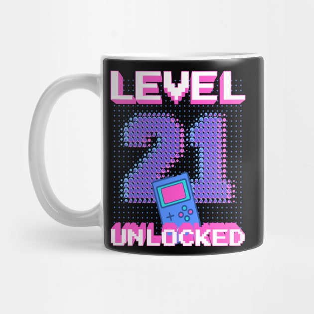 Retro Level 21 Unlocked Shirt 21st Video Gamer Birthday Gift by BitcoinSweatshirts